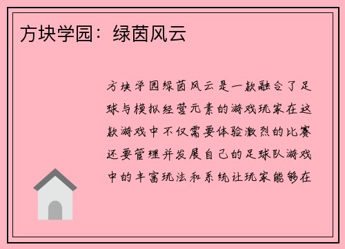 方块学园：绿茵风云