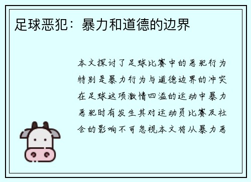 足球恶犯：暴力和道德的边界